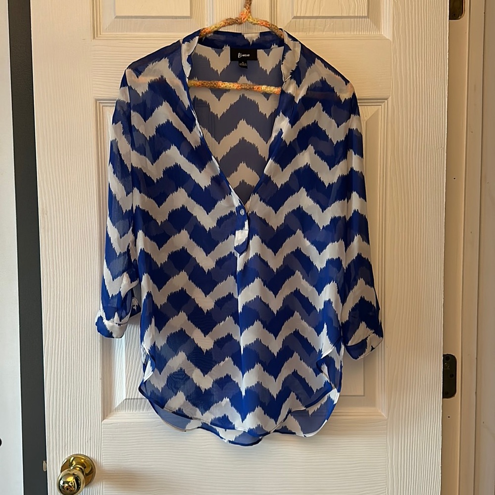 Blue and White Chevron Shirt